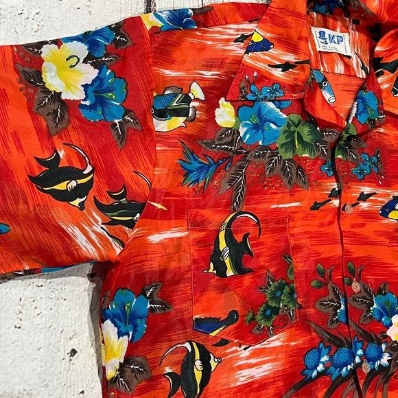 Hawaiian Hawaii Vintage Floral Button Down Honeymoon Short Sleeve Shirt - Picture 2 of 7